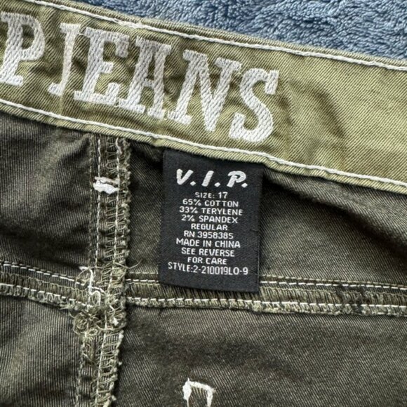 VIP JEANS green Cargo Jeans Juniors 17 plus size - Picture 7 of 8